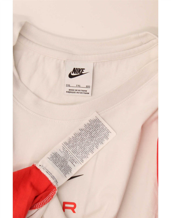 Nike Herren T-Shirt Top 2XL Weiß Colourblock Baumwolle