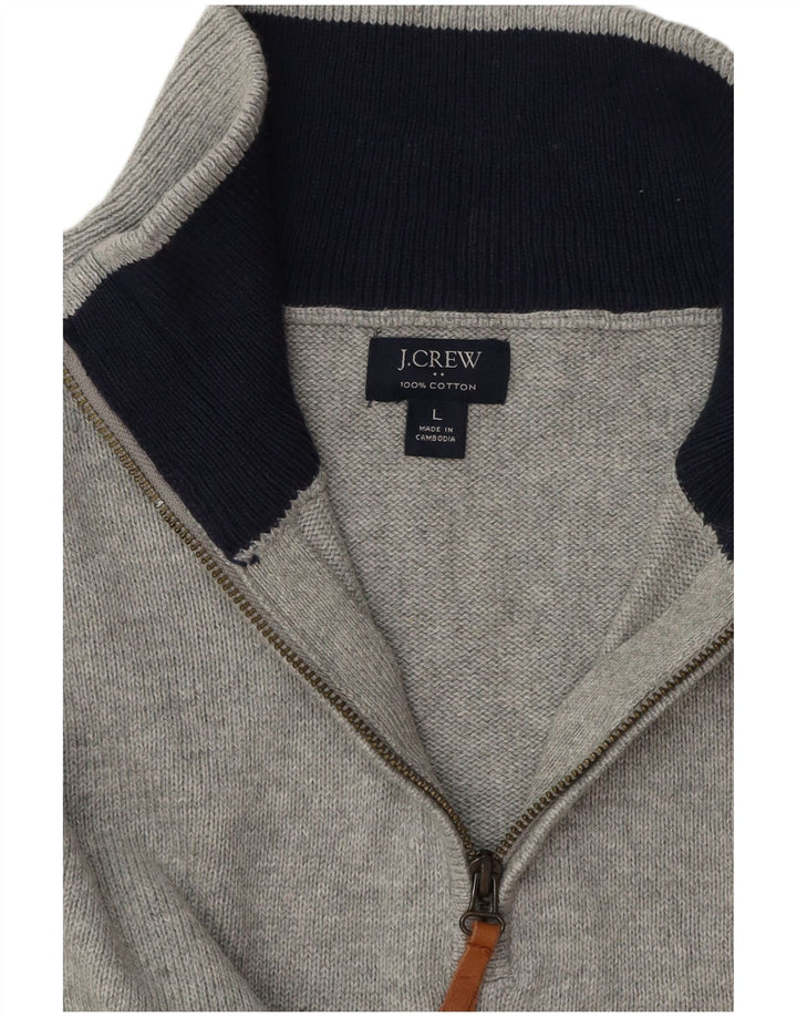 J. CREW Herren-Pullover mit Reißverschluss am Hals, große graue Baumwolle