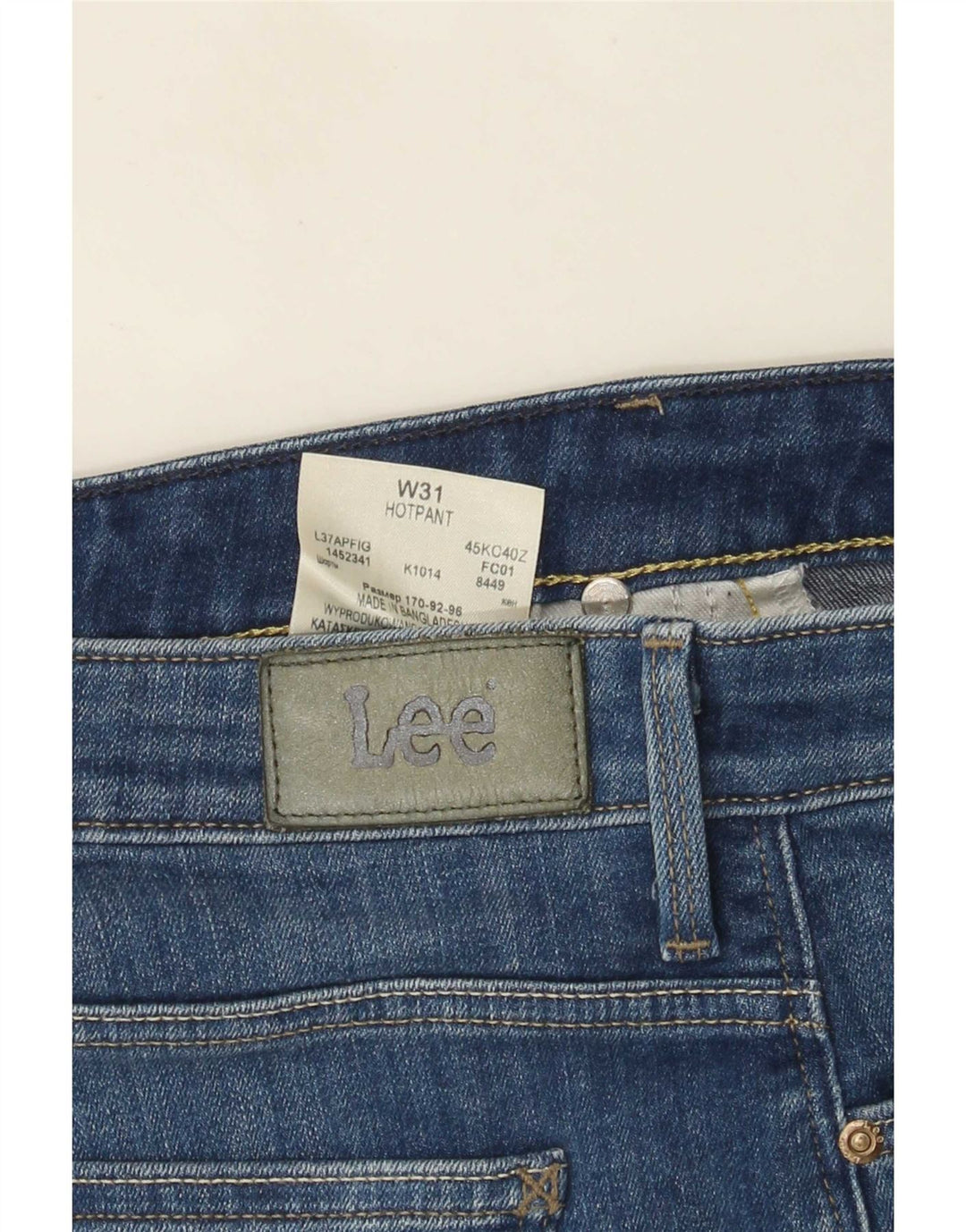 Lee Damen Denim Hot Pants W31 Mittelblaue Baumwolle