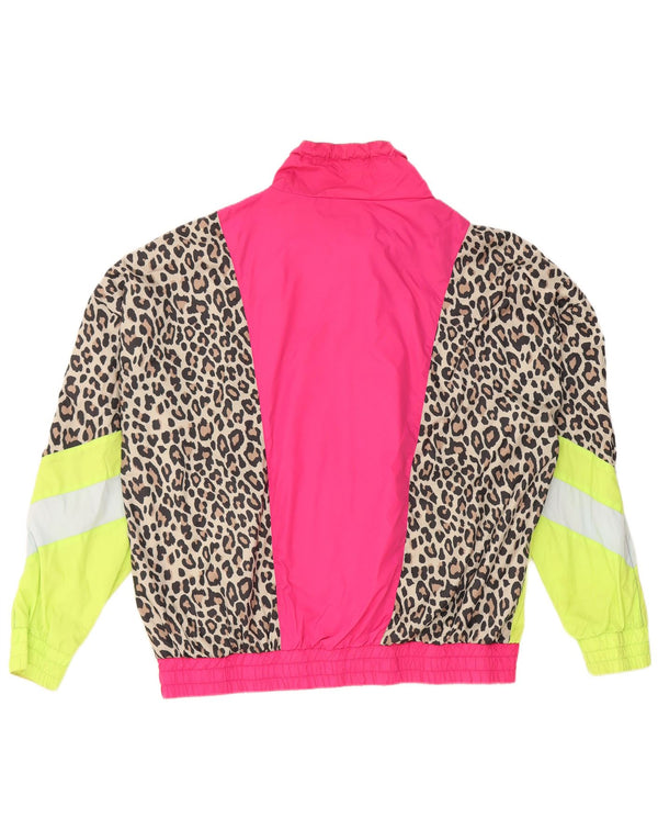Vintage Damen Trainingsanzug Top Jacke UK 18 XL Mehrfarbiger Tierdruck