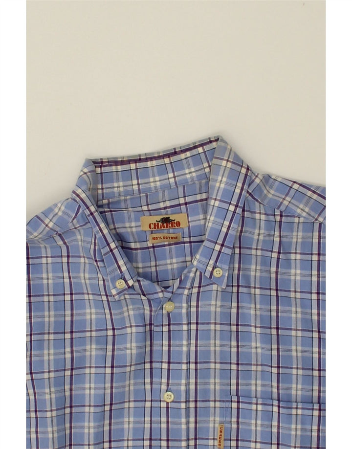 CHARRO Mens Shirt Medium Blue Check Cotton Vintage Charro and Second-Hand Charro from Messina Hembry 