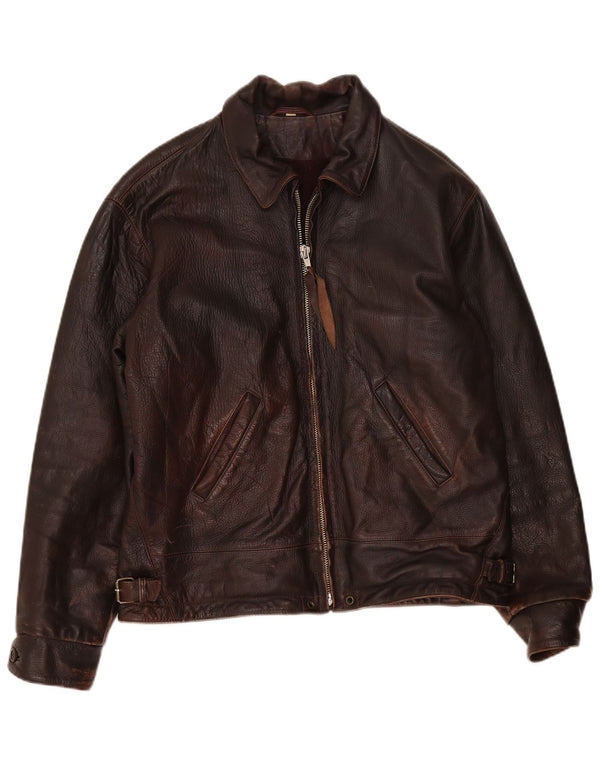 Vintage Mens Leather Jacket IT 48 Medium Brown