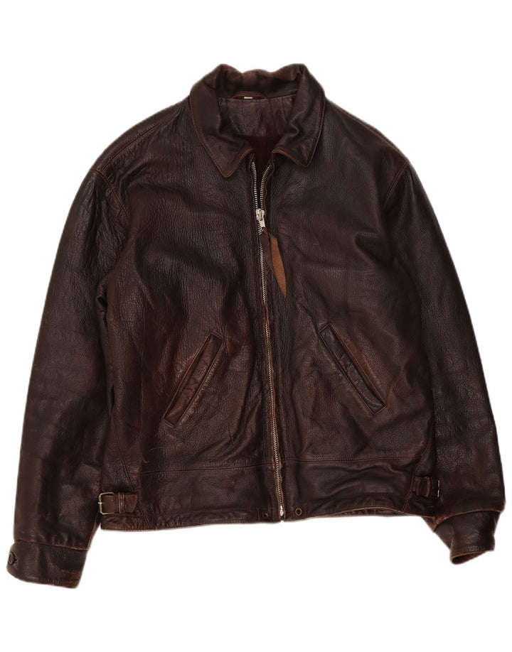 Vintage Herren Lederjacke IT 48 Mittelbraun