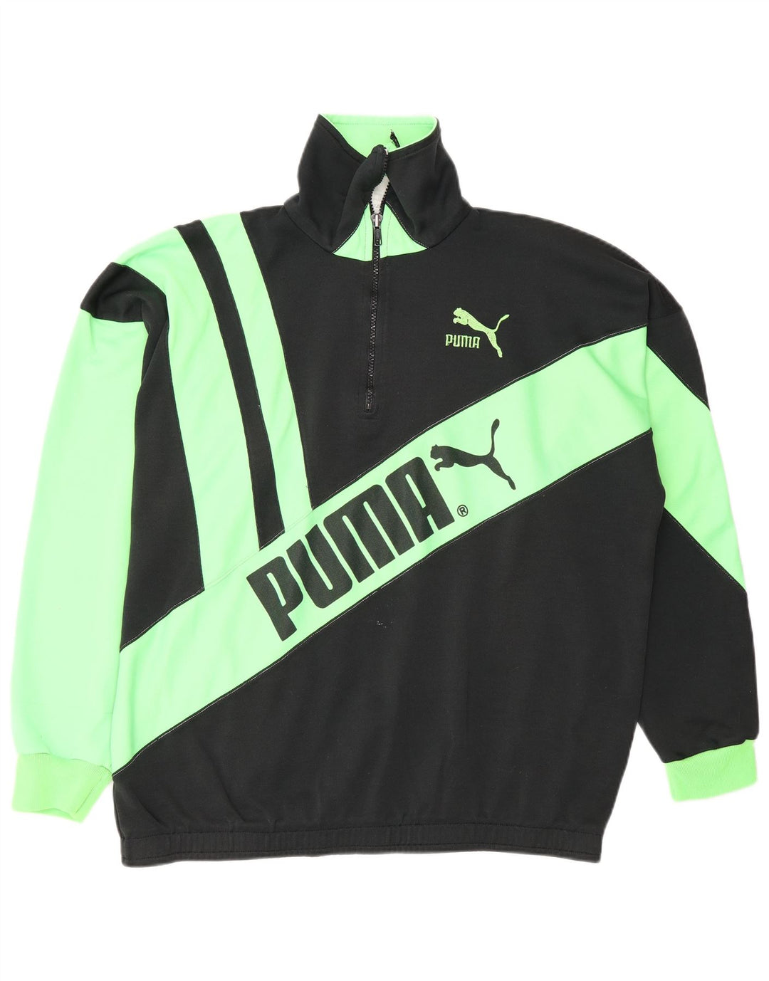 Puma Herren-Sweatshirt mit grafischem Reißverschluss und Rundhalsausschnitt, Mittelschwarz, Farbblock