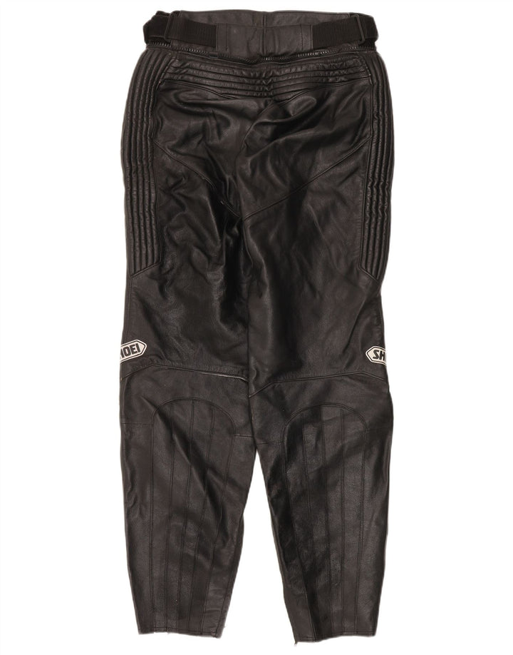 Shoei Damen Biker-Lederhose EU 42 Medium W28 L21 Schwarzes Leder