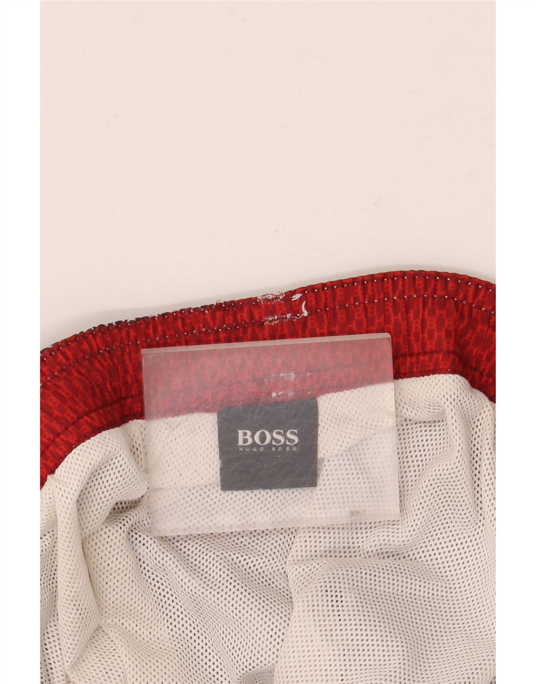 Hugo Boss Herren-Badeshorts mit grafischem Muster, mittleres Marineblau, geometrisches Polyester