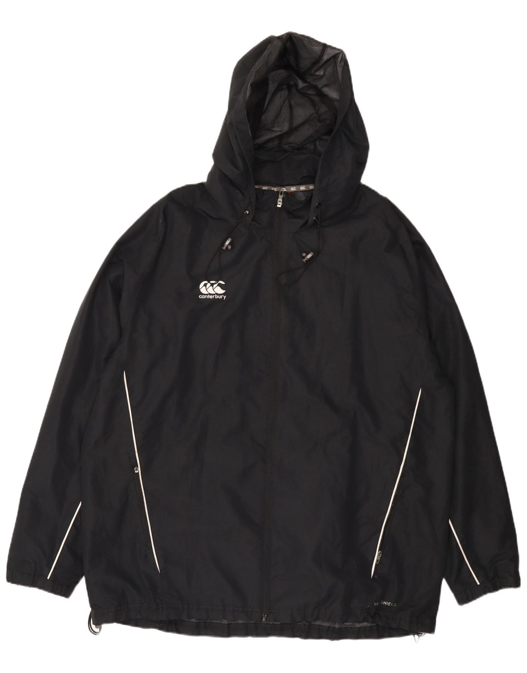 Canterbury Herren-Regenjacke mit Kapuze, UK 46 3XL, schwarzes Polyester