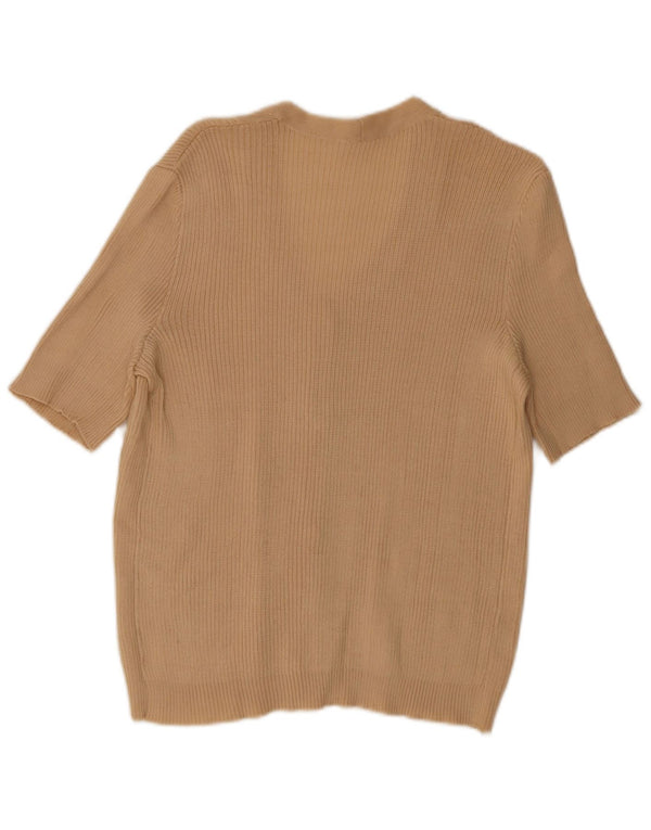 Vintage Damen Kurzarm-Cardigan-Pullover UK 18 XL Beige