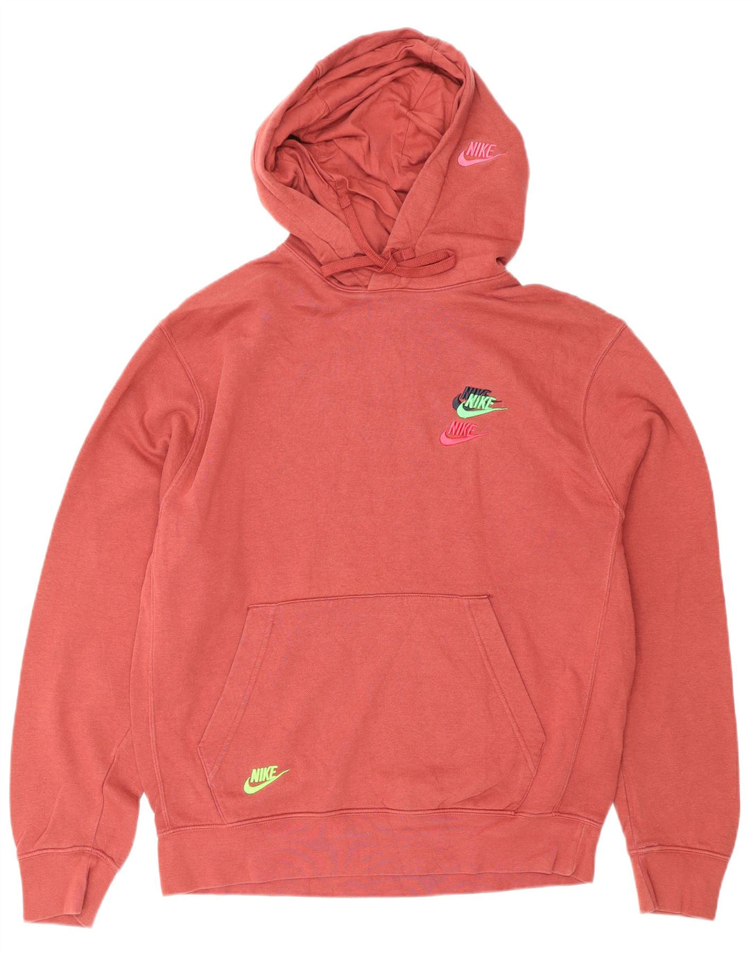 NIKE Mens Hoodie Jumper Medium Red Cotton