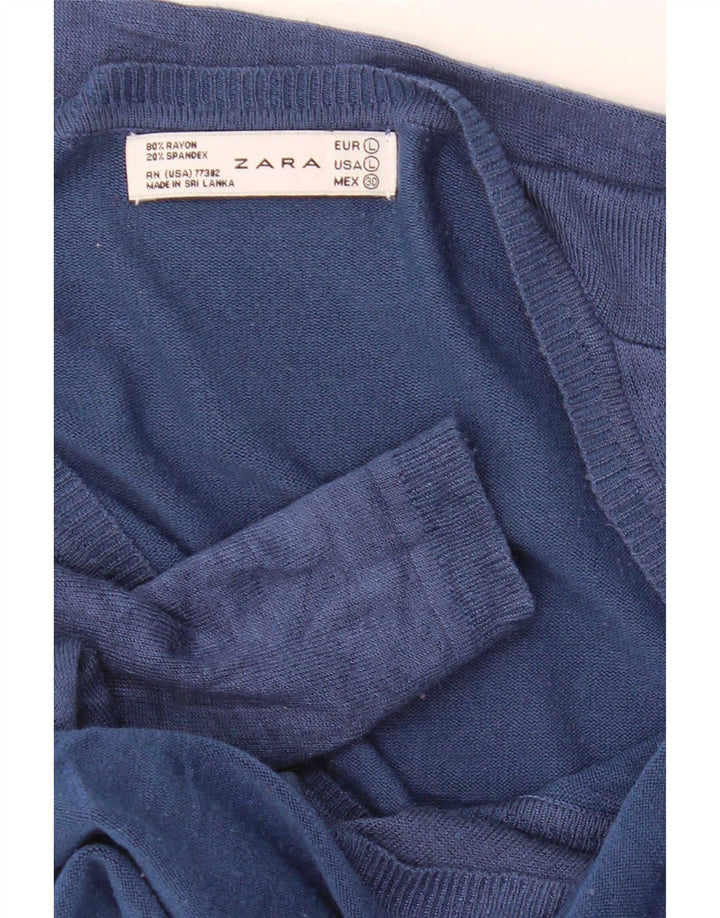 Zara Damen-Pullover mit V-Ausschnitt, Gr. 14, Marineblau