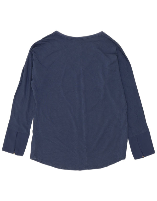 Massimo Dutti Damen Top Langarm UK 16 Large Marineblau Polyester