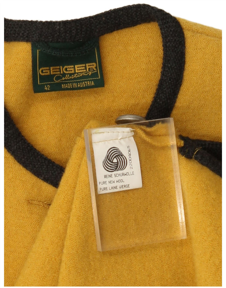 GEIGER Damen Strickjacke Pullover EU 42 Große gelbe Schurwolle