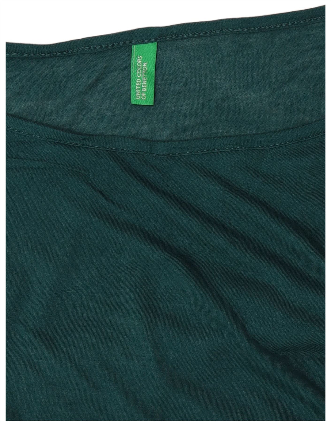 BENETTON Damen Durchsichtiges Top Langarm UK 18 XL Grün