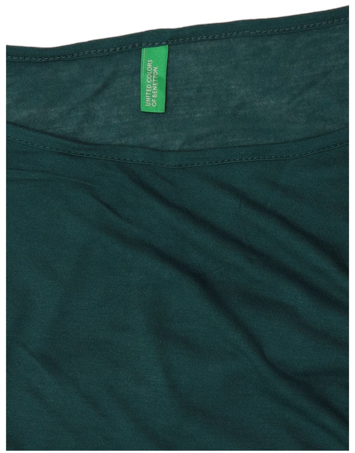 BENETTON Damen Durchsichtiges Top Langarm UK 18 XL Grün