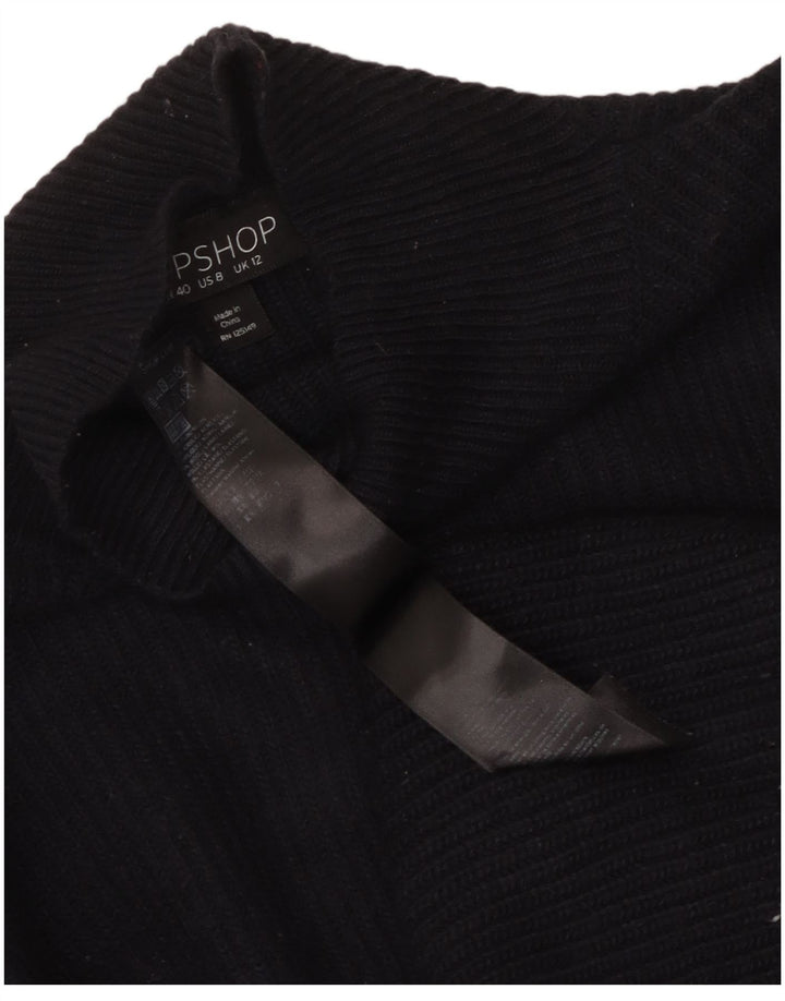 Topshop Damen Crop Rollkragenpullover Pullover UK 12 Medium Marineblau Nylon