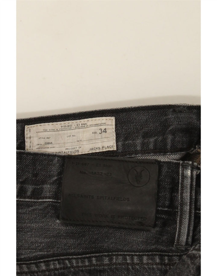 All Saints Slim-Jeans für Herren, W34, L27, schwarze Baumwolle