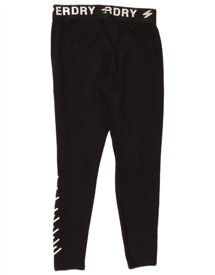 SUPERDRY Damen Grafik-Leggings UK 12 Medium Schwarz