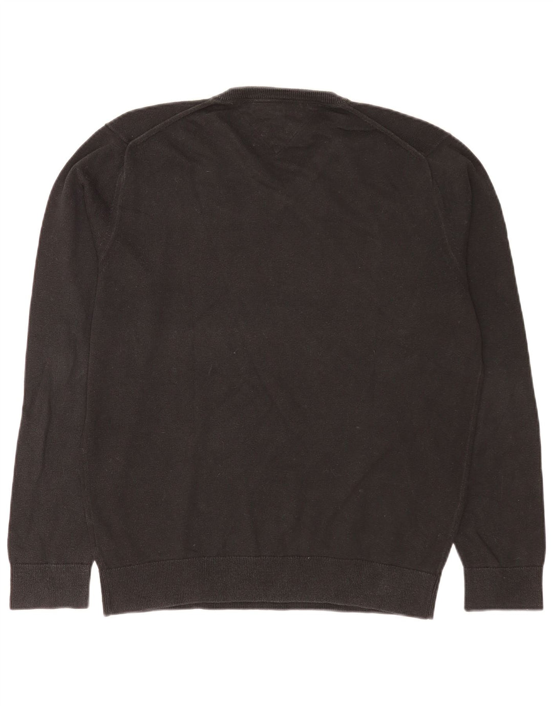 Tommy Hilfiger Herren-Pullover mit V-Ausschnitt, groß, schwarze Baumwolle