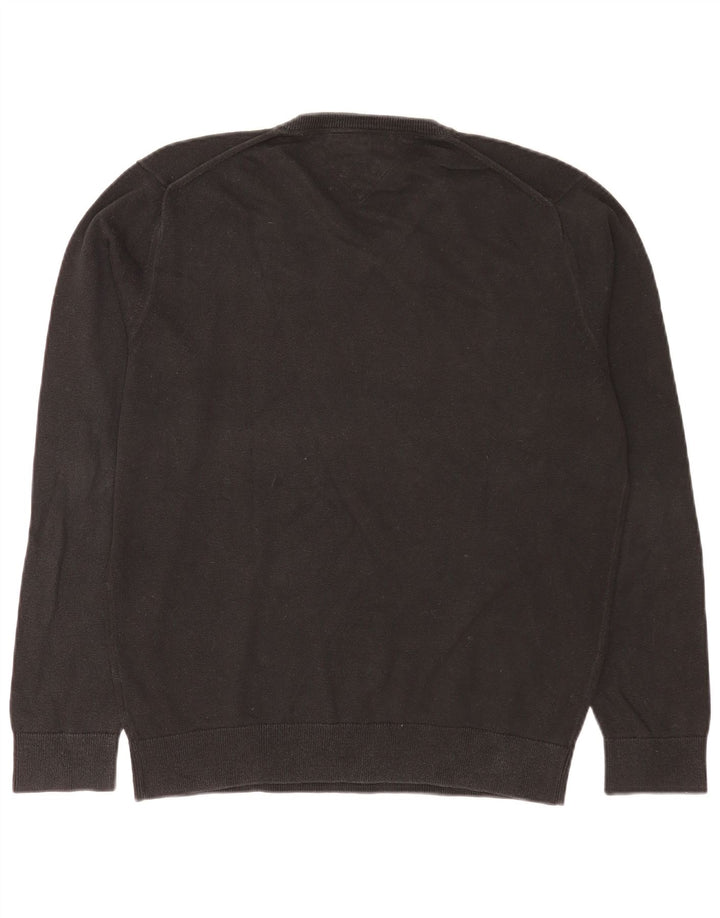 Tommy Hilfiger Herren-Pullover mit V-Ausschnitt, groß, schwarze Baumwolle