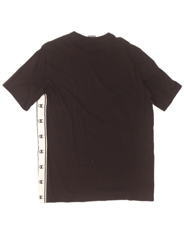 Champion Mens Graphic T-Shirt Top Large Black Colourblock Cotton