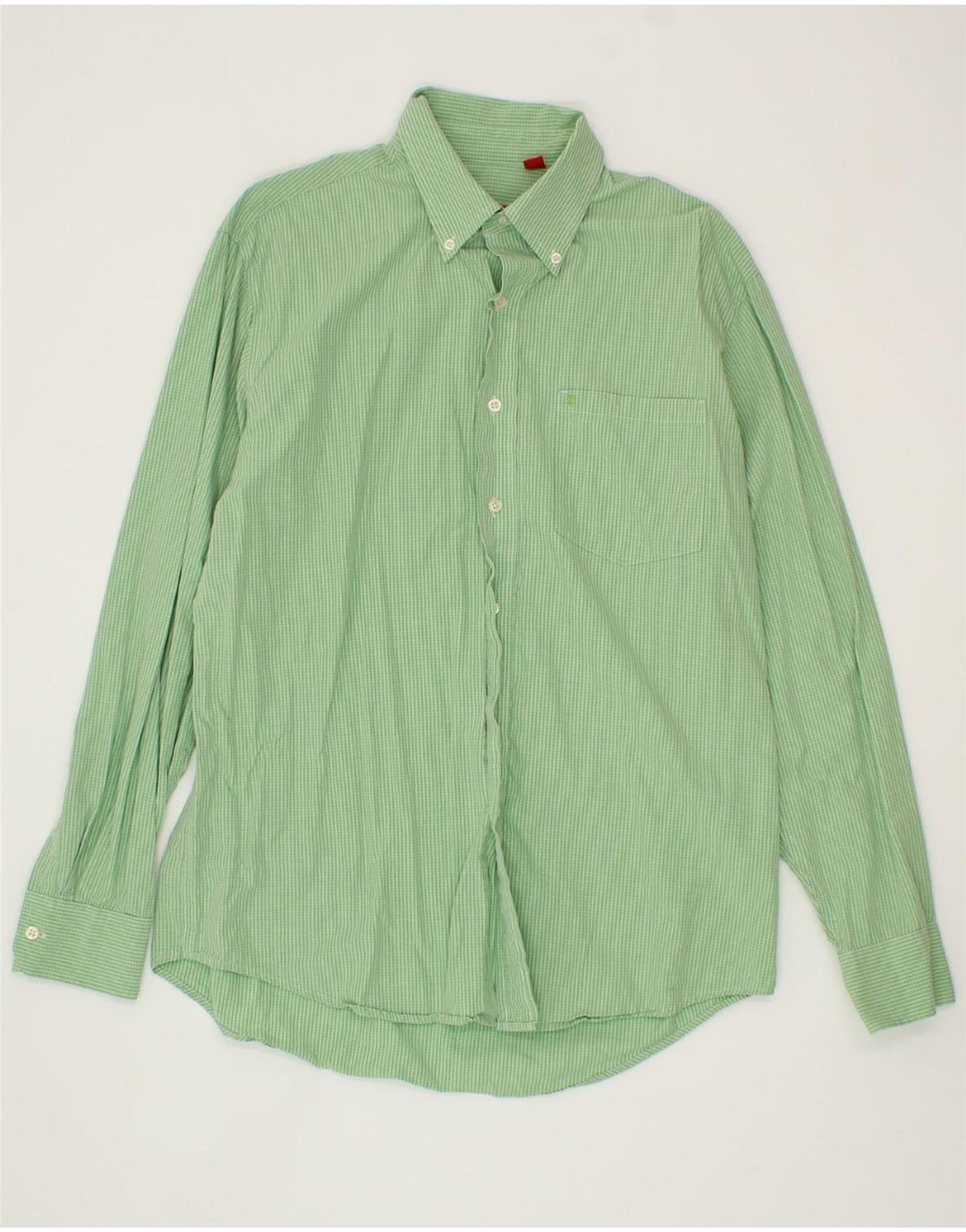 IZOD Mens Shirt Medium Green Gingham Vintage Izod and Second-Hand Izod from Messina Hembry 