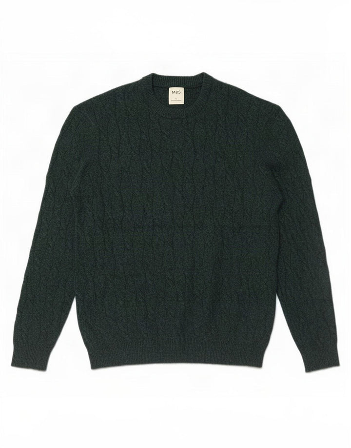 Marks & Spencer Herren-Pullover mit Rundhalsausschnitt, Größe L, Grün, Polyamid