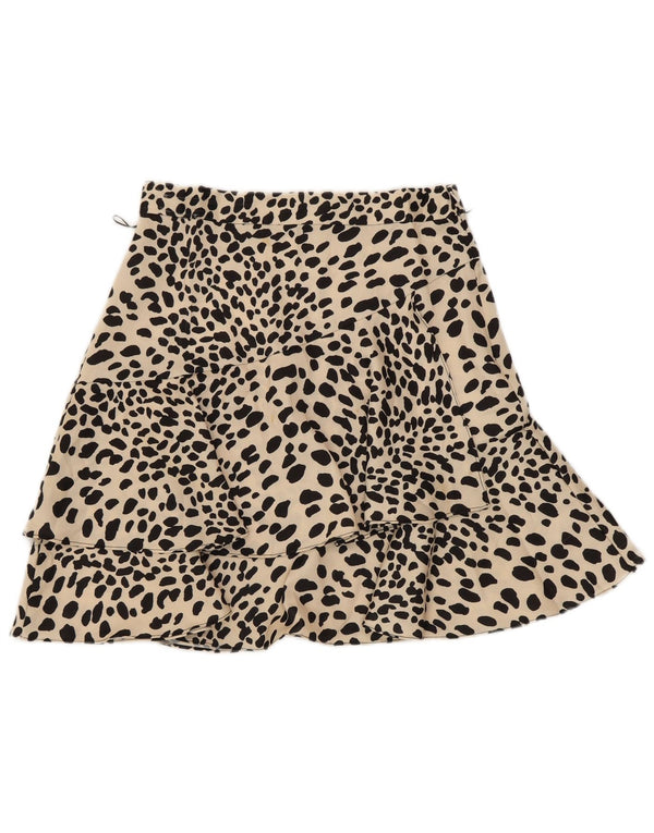 Karen Millen Damen A-Linienrock UK 8 Small W26 Beige Animal Print