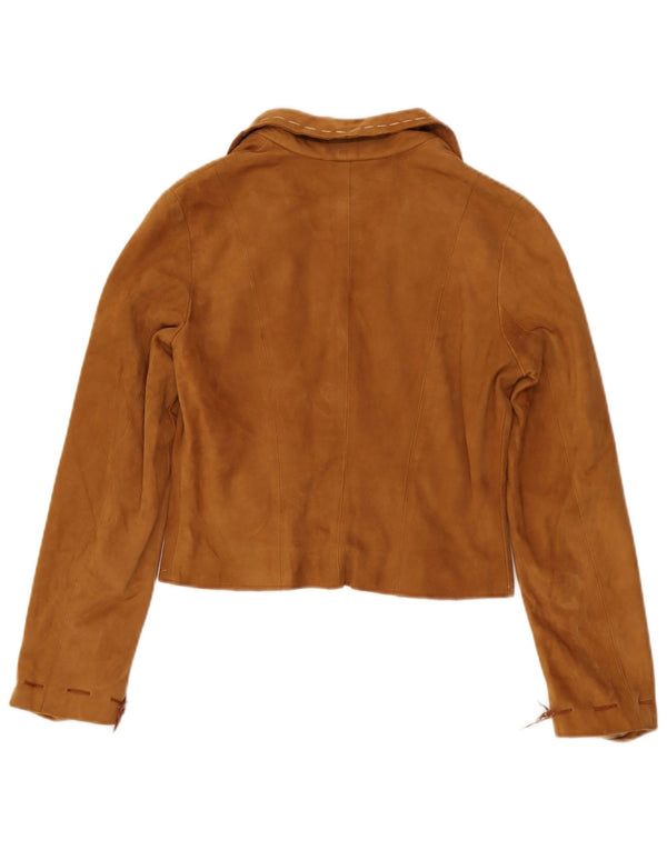 Lavorazione Artigiana Damen Wildleder Crop Blazer Jacke UK 10 Small Brown