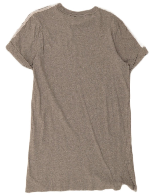 Adidas Damen T-Shirt-Kleid UK 12 Mittelgraue Baumwolle