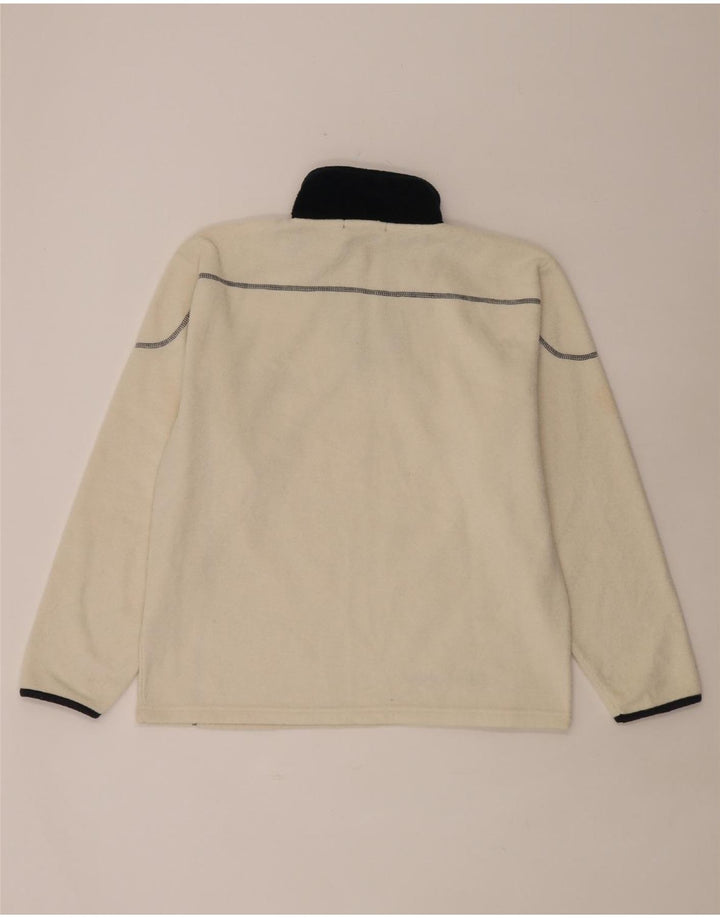 Iceberg Herren-Fleecepullover mit Reißverschluss am Hals, XL, weißes Farbblock-Polyester