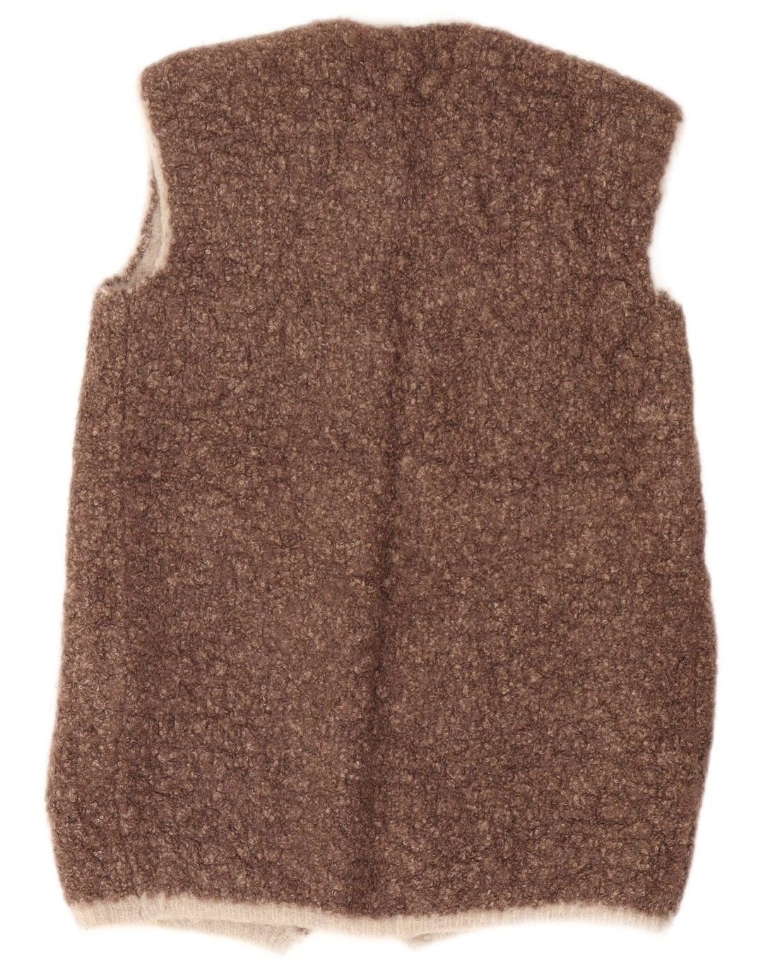 Vintage Damen Ärmelloser offener Cardigan Pullover UK 14 Mittelbraun