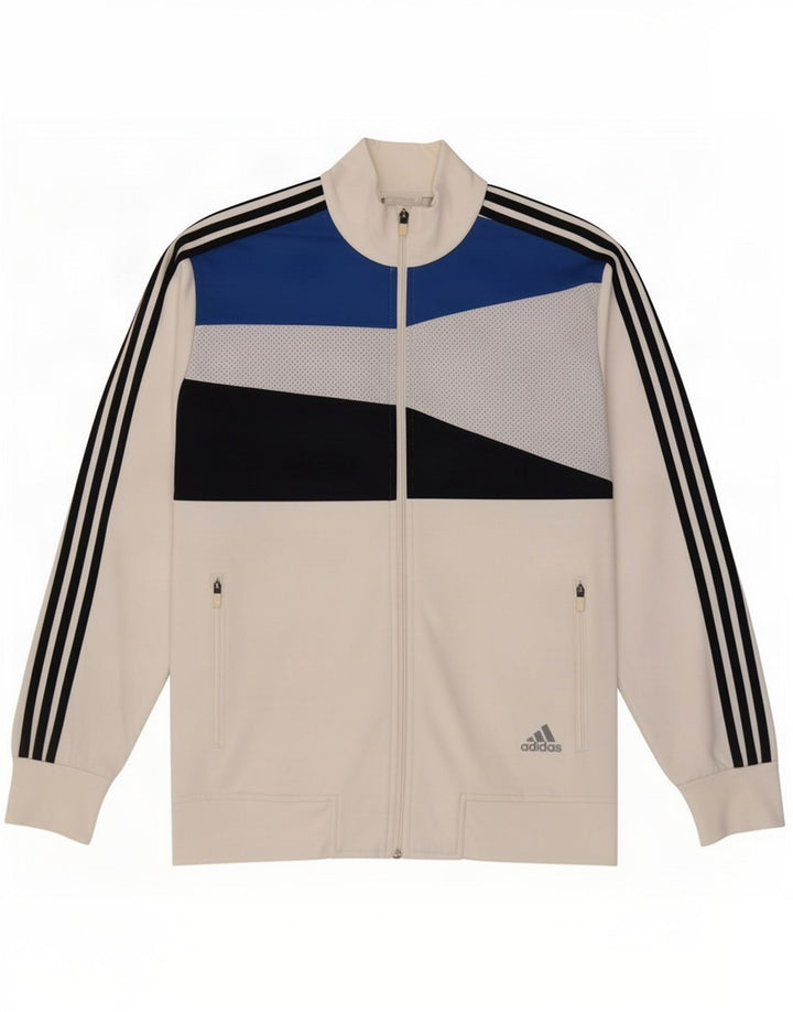 Adidas Herren Trainingsanzug Top Jacke UK 38/40 Mittelweiß Farbblock