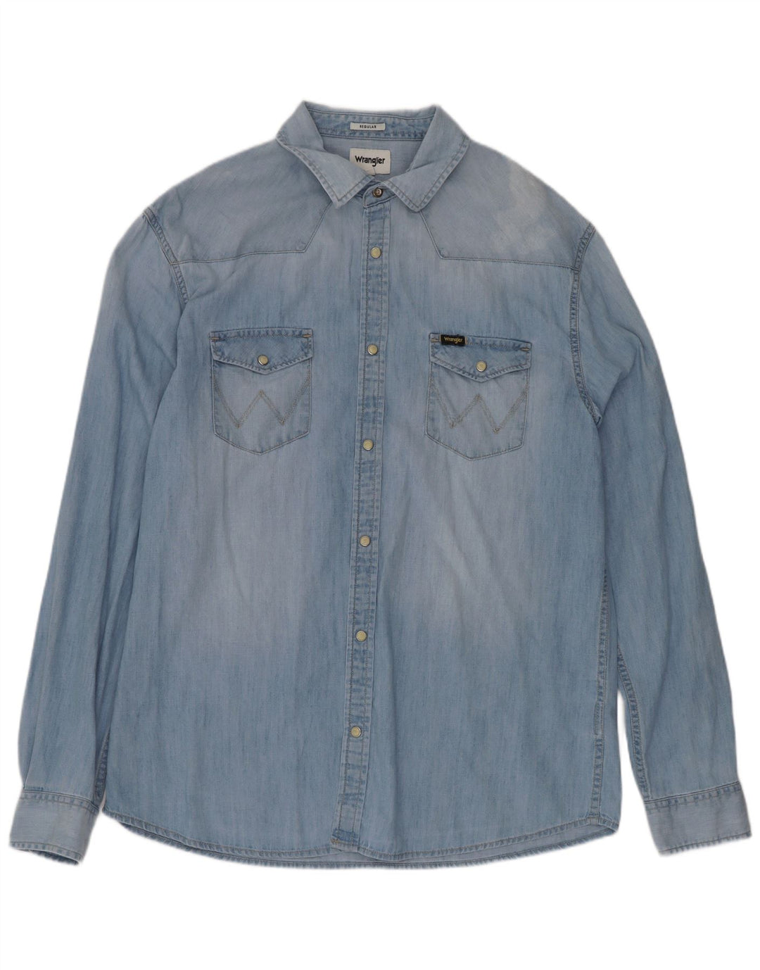 Wrangler Herren-Jeanshemd mit normaler Passform, große blaue Baumwolle