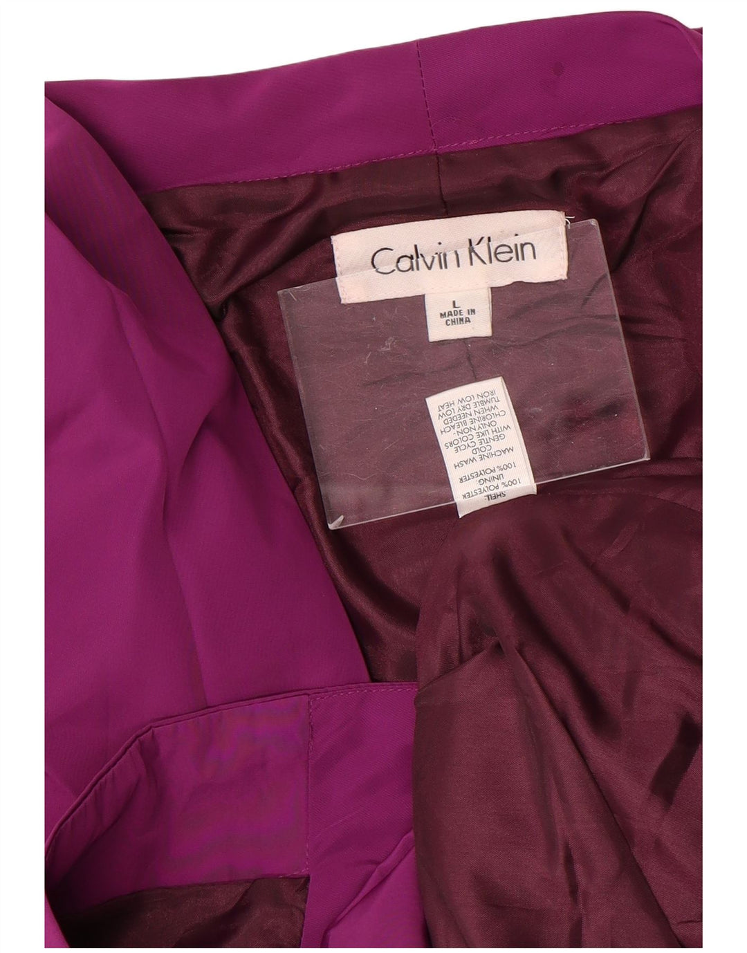 Calvin Klein Damen 3/4-Ärmel Bomberjacke UK 16 Large Lila Polyester
