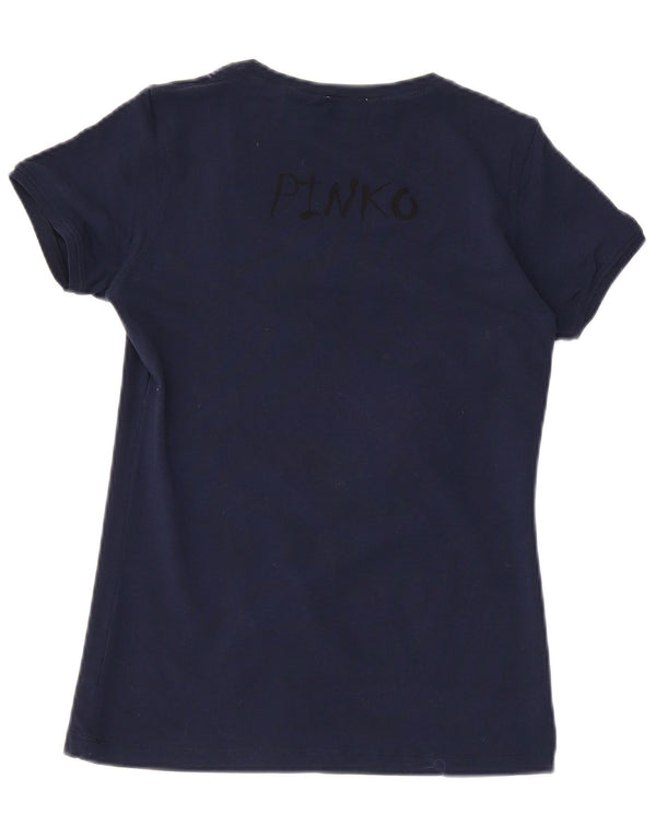 Pinko Damen Disney Graphic T-Shirt Top UK 12 Medium Marineblau