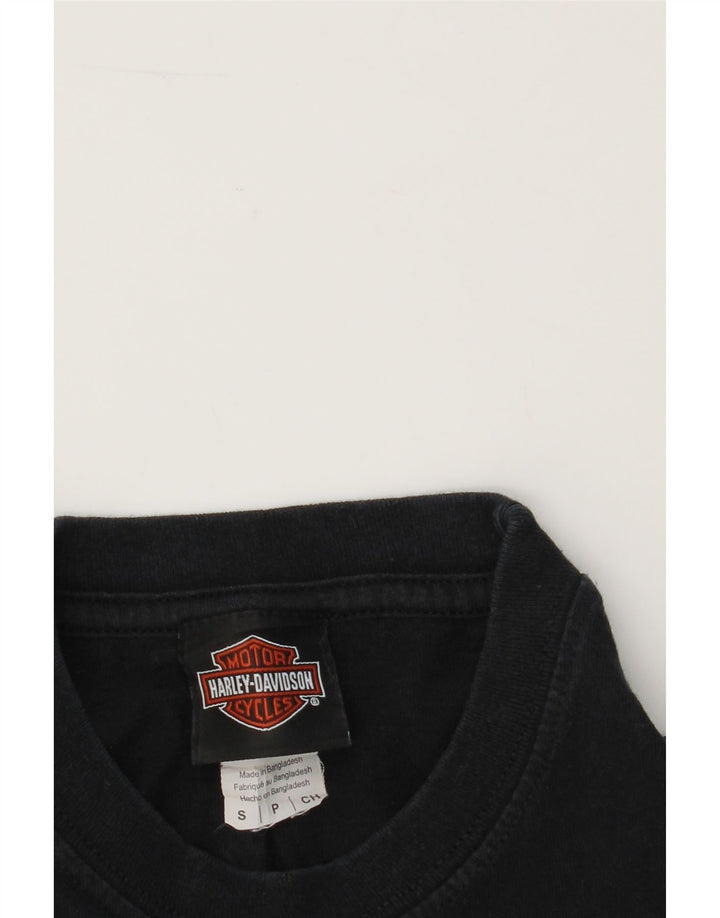 HARLEY DAVIDSON Mens Graphic T-Shirt Top Small Black Cotton Vintage Harley Davidson and Second-Hand Harley Davidson from Messina Hembry 