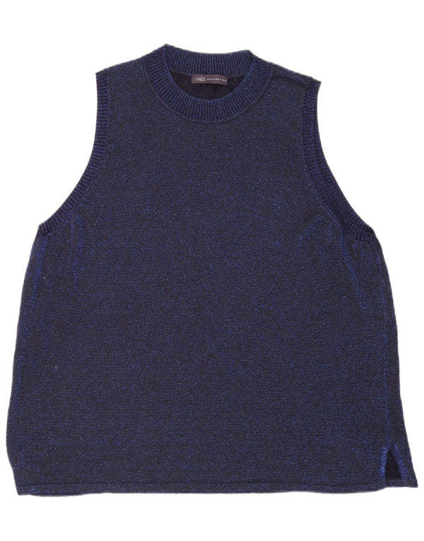 Marks & Spencer Damen Weste Tank Top UK 24 4XL Blau meliert Viskose