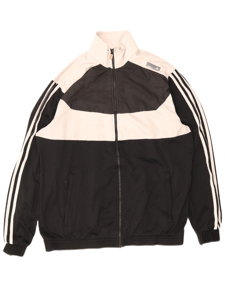 Adidas Herren-Trainingsanzugoberteil, UK-Größe 44/46, großes schwarzes Colourblock-Polyester