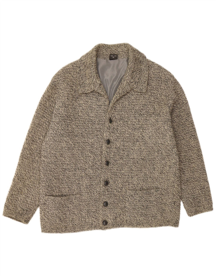 Vintage Herren Cardigan Pullover Mittelgrau meliert