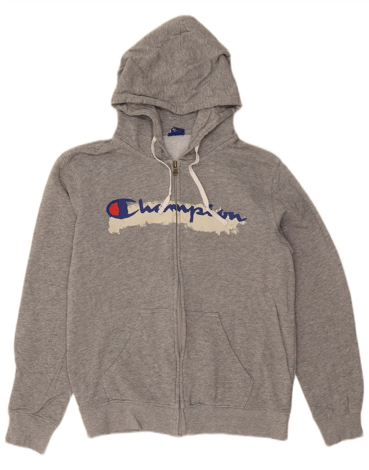 Champion Herren-Kapuzenpullover mit grafischem Reißverschluss, Größe S, Grau, Baumwolle