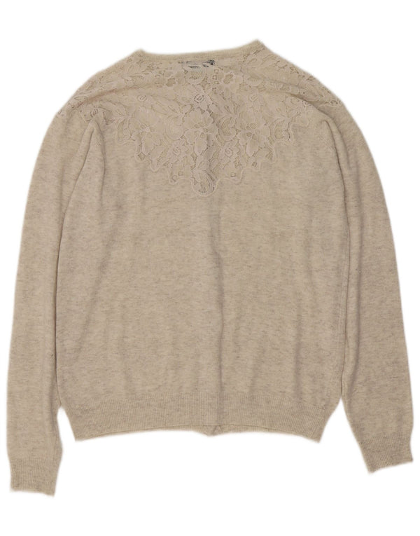 Zara Damen-Cardigan-Pullover UK 16 Large Beige Flecked