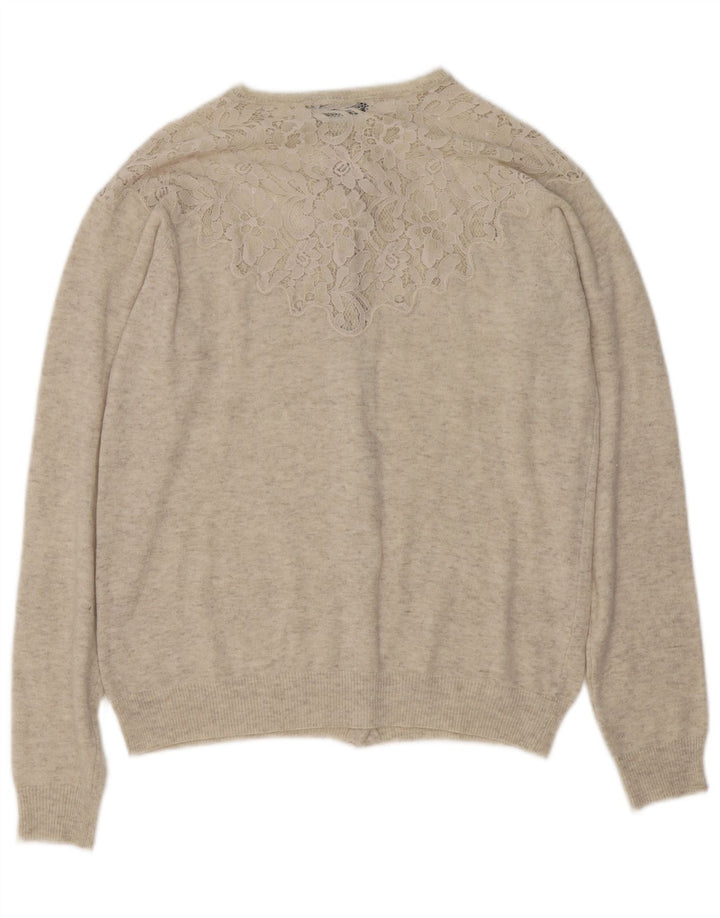 Zara Damen-Cardigan-Pullover UK 16 Large Beige Flecked
