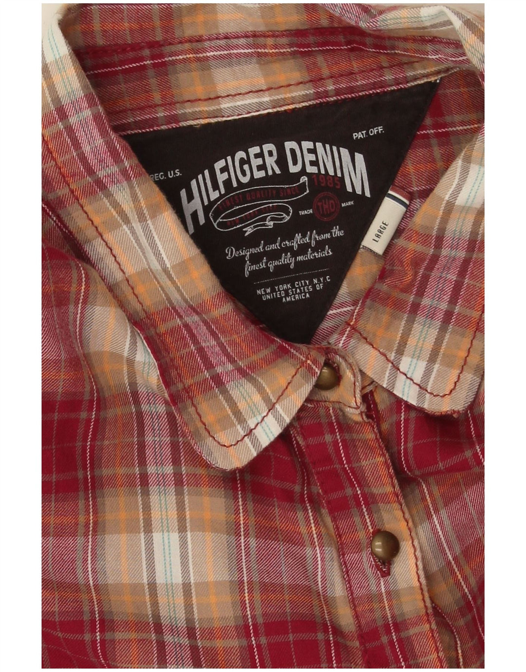 Tommy Hilfiger Damen Pullover Flanellhemd UK 16 Große rot karierte Baumwolle