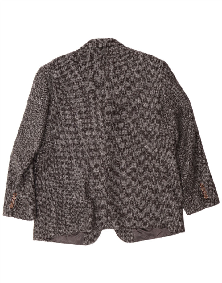 PRANDINA Herren-Blazer mit 3 Knöpfen, IT 51, großes graues Fischgrätenmuster