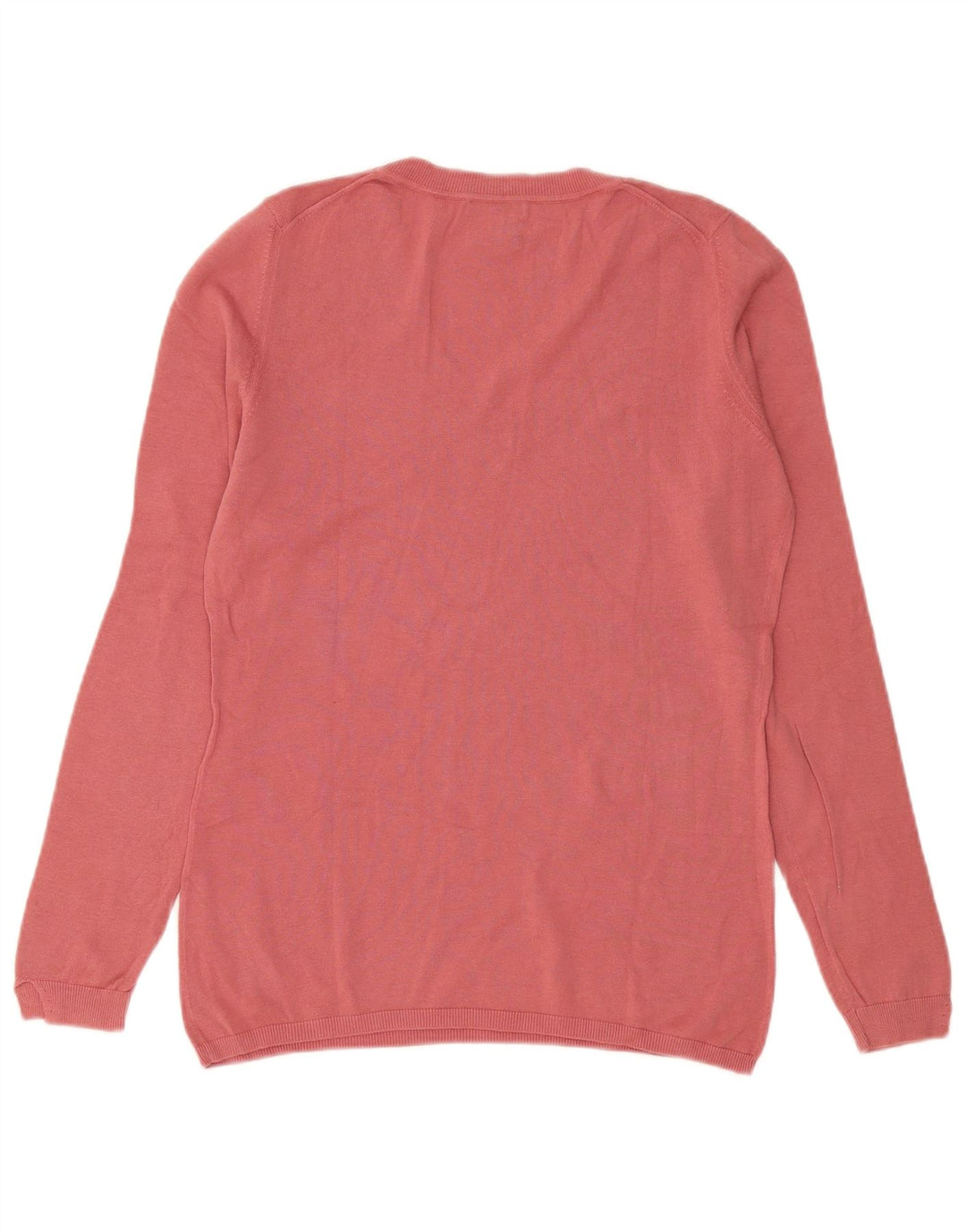 Massimo Dutti Damen-Pullover mit V-Ausschnitt, UK 14, mittelrosa, Baumwolle
