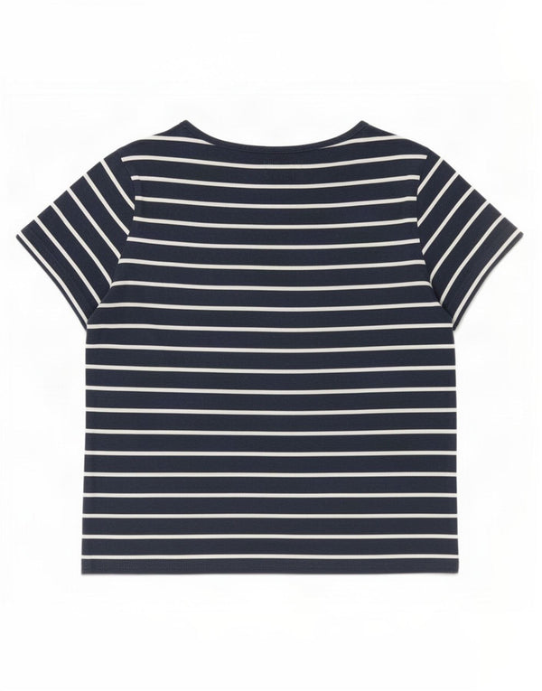 Jack Wills Damen T-Shirt Top UK 10 Small Marineblau gestreift aus Baumwolle