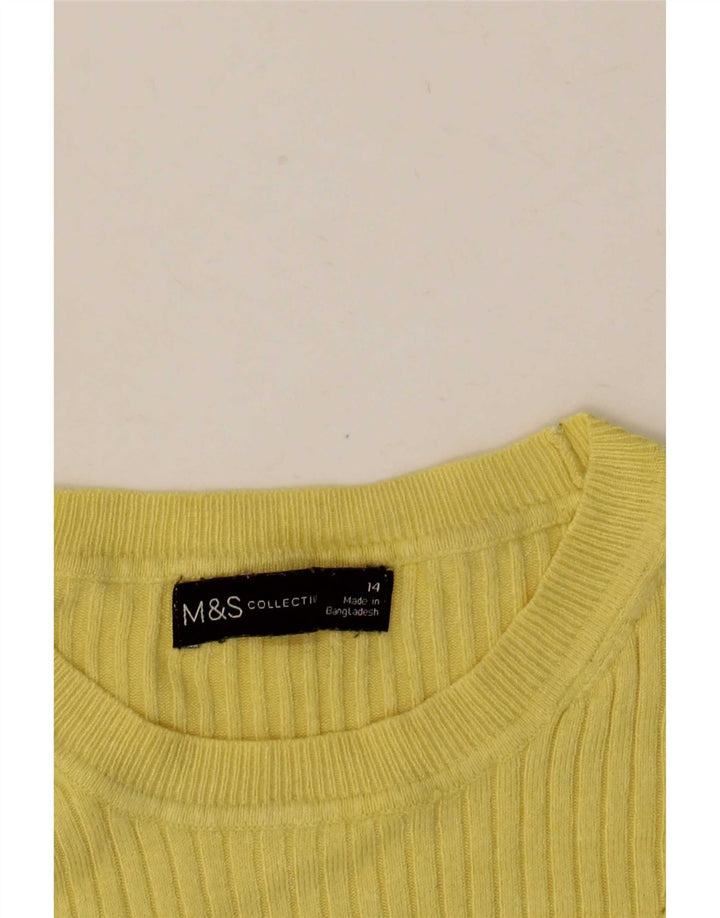 Marks & Spencer Damen-Pullover mit Rundhalsausschnitt, Gr. 14, Mittelgelb
