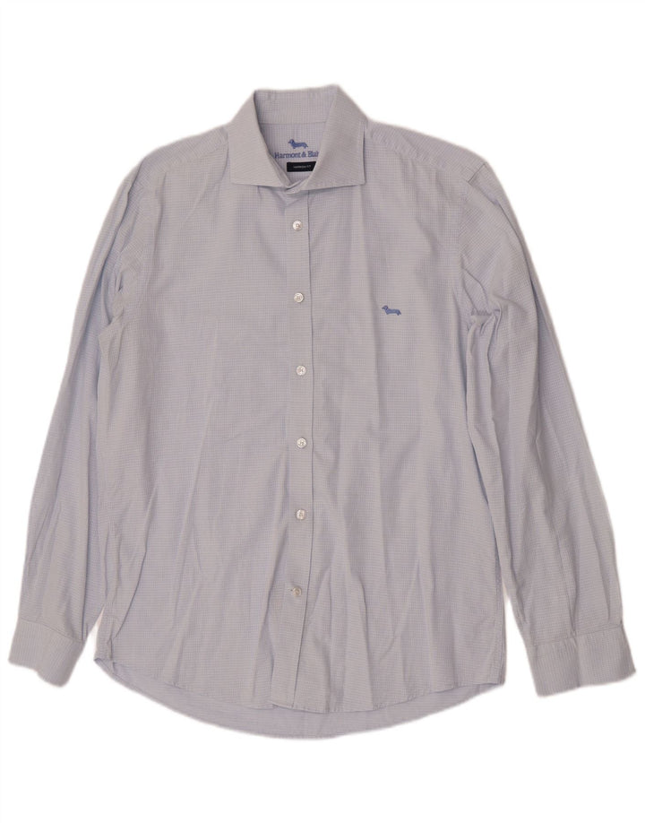 Harmont & Blaine Herren-Hemd mit schmaler Passform, großes blaues Gingham-Muster