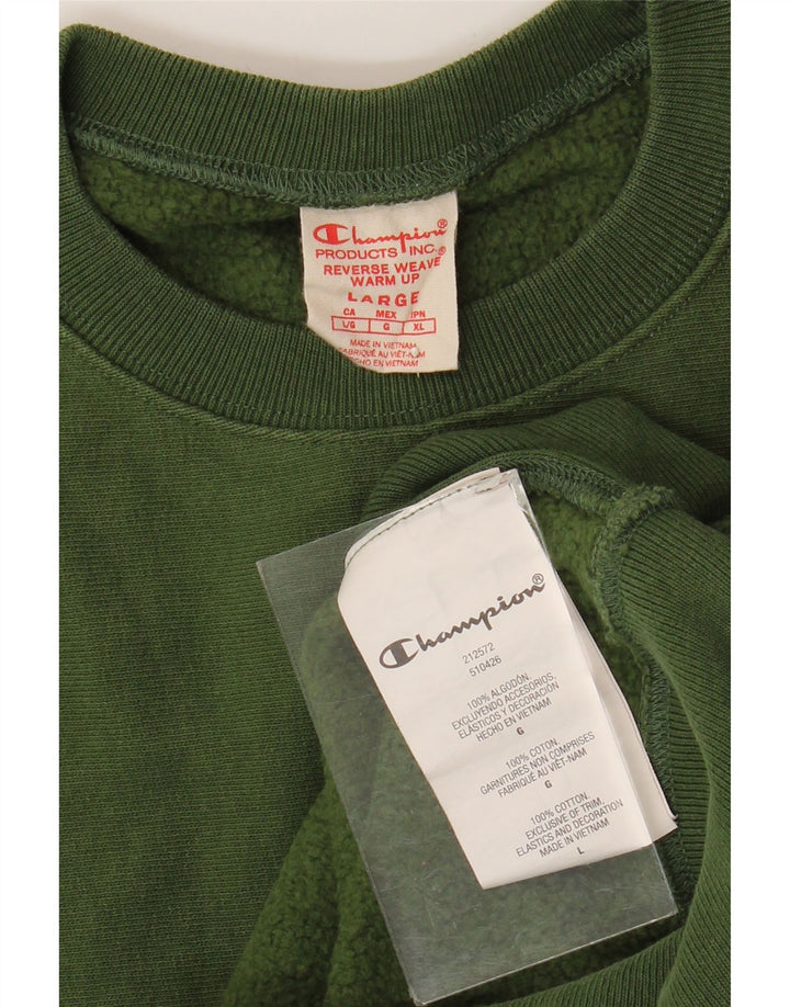 CHAMPION Herren Reverse Weave Sweatshirt Pullover Große grüne Baumwolle