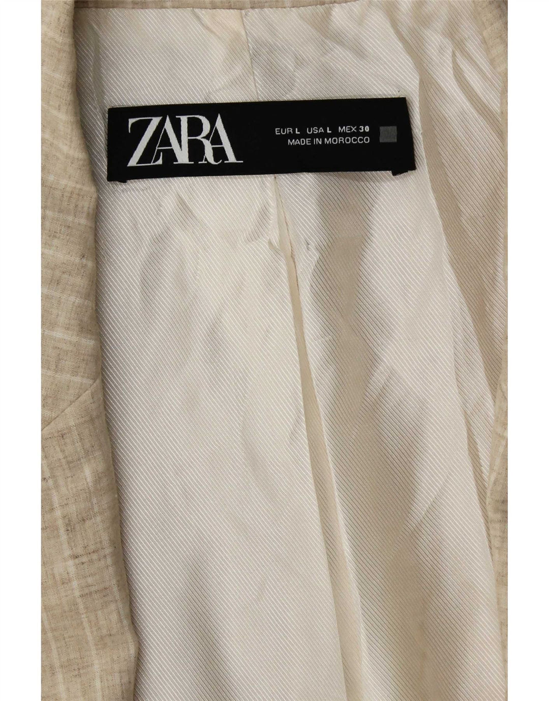 Offene Blazer-Jacke für Damen von Zara, UK 16, groß, beige gestreift